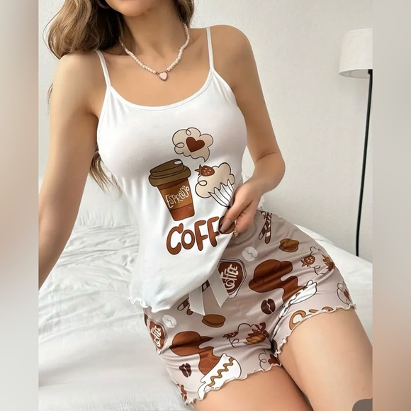 Coffee-Themed Women's Sleepwear Set Size XLarge NWT - Picture 2 of 5